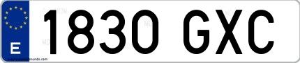 Ejemplo de matrícula española 1830 GXC