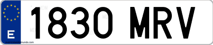 Ejemplo de matrícula de coche ordinaria 1830 MRV