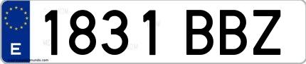 Ejemplo de matrícula española 1831 BBZ