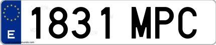 Ejemplo de matrícula española 1831 MPC
