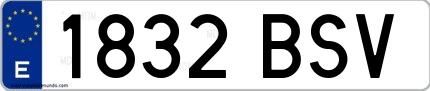 Ejemplo de matrícula española 1832 BSV