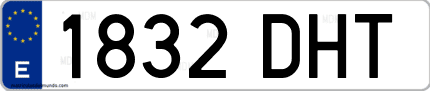 Ejemplo de matrícula de coche ordinaria 1832 DHT