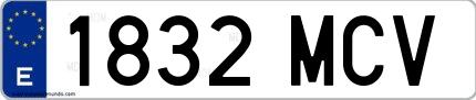 Ejemplo de matrícula española 1832 MCV
