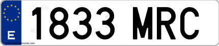 Ejemplo de matrícula de coche ordinaria 1833 MRC