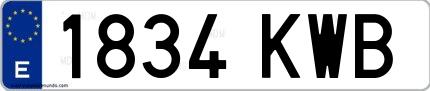 Ejemplo de matrícula española 1834 KWB
