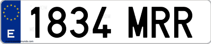 Ejemplo de matrícula de coche ordinaria 1834 MRR
