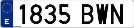 Ejemplo de matrícula española 1835 BWN