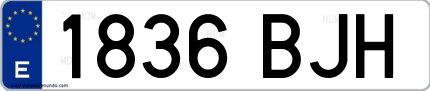 Ejemplo de matrícula española 1836 BJH