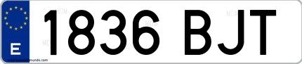 Ejemplo de matrícula española 1836 BJT
