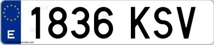 Ejemplo de matrícula española 1836 KSV
