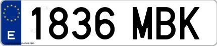 Ejemplo de matrícula española 1836 MBK