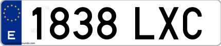 Ejemplo de matrícula de coche ordinaria 1838 LXC
