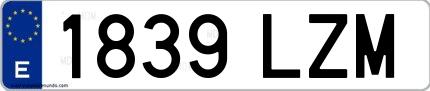 Ejemplo de matrícula española 1839 LZM