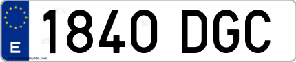 Ejemplo de matrícula de coche ordinaria 1840 DGC