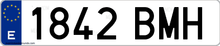 Ejemplo de matrícula de coche ordinaria 1842 BMH