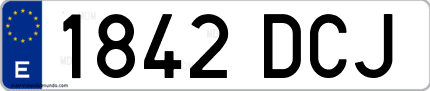 Ejemplo de matrícula de coche ordinaria 1842 DCJ