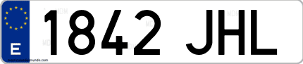Ejemplo de matrícula de coche ordinaria 1842 JHL
