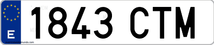 Ejemplo de matrícula de coche ordinaria 1843 CTM