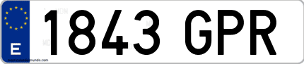 Ejemplo de matrícula de coche ordinaria 1843 GPR