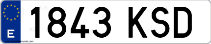 Ejemplo de matrícula de coche ordinaria 1843 KSD