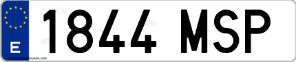 Ejemplo de matrícula de coche ordinaria 1844 MSP