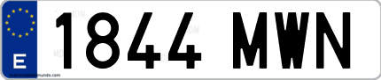 Ejemplo de matrícula de coche ordinaria 1844 MWN