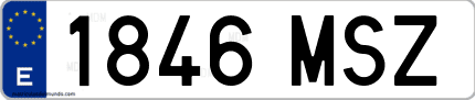 Ejemplo de matrícula de coche ordinaria 1846 MSZ
