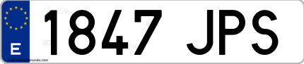 Ejemplo de matrícula de coche ordinaria 1847 JPS