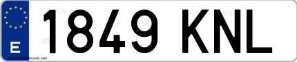 Ejemplo de matrícula española 1849 KNL