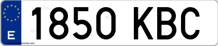 Ejemplo de matrícula de coche ordinaria 1850 KBC