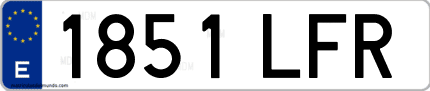 Ejemplo de matrícula de coche ordinaria 1851 LFR