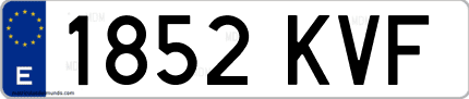 Ejemplo de matrícula de coche ordinaria 1852 KVF