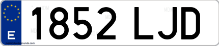 Ejemplo de matrícula de coche ordinaria 1852 LJD