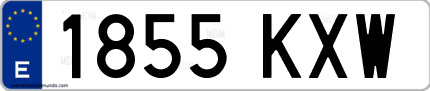 Ejemplo de matrícula de coche ordinaria 1855 KXW