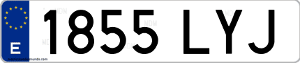 Ejemplo de matrícula de coche ordinaria 1855 LYJ