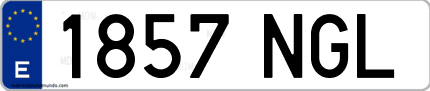 Ejemplo de matrícula de coche ordinaria 1857 NGL