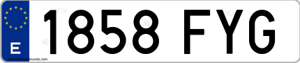 Ejemplo de matrícula de coche ordinaria 1858 FYG