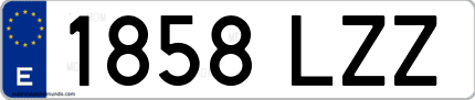 Ejemplo de matrícula de coche ordinaria 1858 LZZ