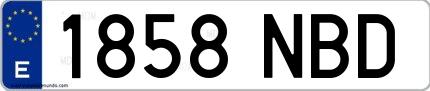Ejemplo de matrícula española 1858 NBD