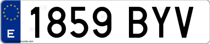 Ejemplo de matrícula de coche ordinaria 1859 BYV
