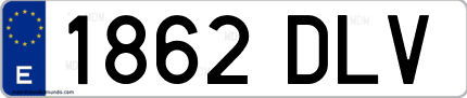Ejemplo de matrícula de coche ordinaria 1862 DLV