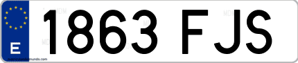 Ejemplo de matrícula de coche ordinaria 1863 FJS