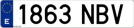 Ejemplo de matrícula de coche ordinaria 1863 NBV