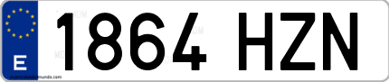 Ejemplo de matrícula de coche ordinaria 1864 HZN