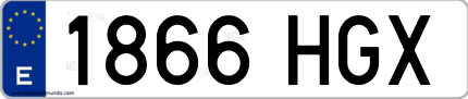 Ejemplo de matrícula de coche ordinaria 1866 HGX