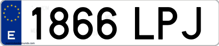 Ejemplo de matrícula de coche ordinaria 1866 LPJ