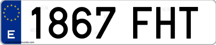 Ejemplo de matrícula de coche ordinaria 1867 FHT