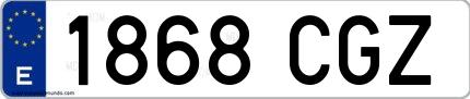 Ejemplo de matrícula española 1868 CGZ