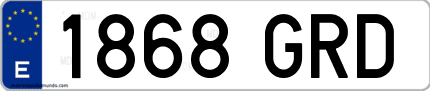 Ejemplo de matrícula de coche ordinaria 1868 GRD