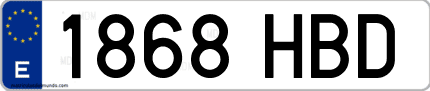 Ejemplo de matrícula de coche ordinaria 1868 HBD